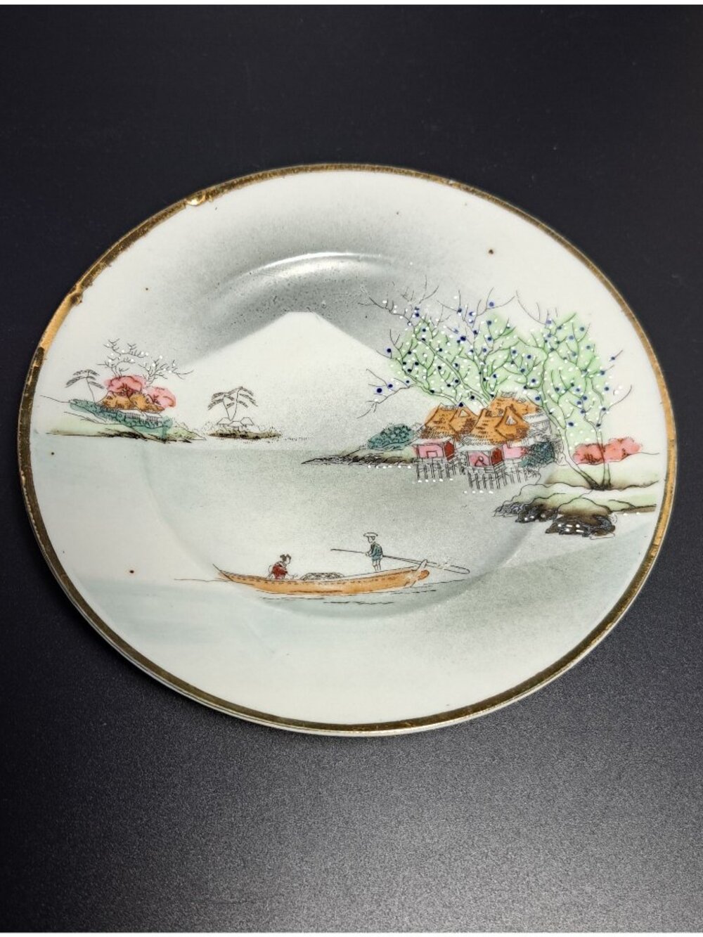 Vintage Japanese Hand-Painted Porcelain Plate Scenic Landscape Collectible Japan